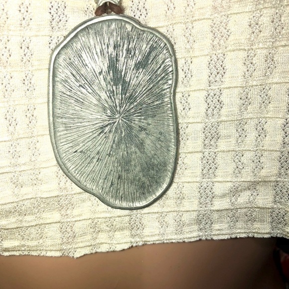 Green Agate Slice Pendant Necklace Vintage Large - Picture 4 of 6